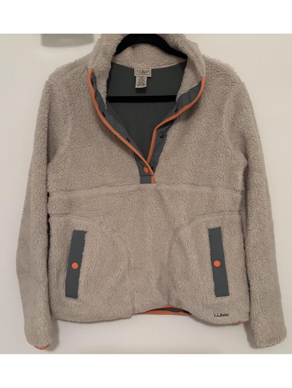⁠LL Bean Mountain Classic Hi-Pile Sherpa Fleece Pullover Sweater Womens Medium